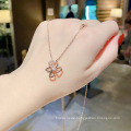 Shangjie Oem Joyas Mode Frauen Halsketten Einfacher Roségold Anhänger Halskette Schmuck Hohlblumen Halsketten für Mädchen